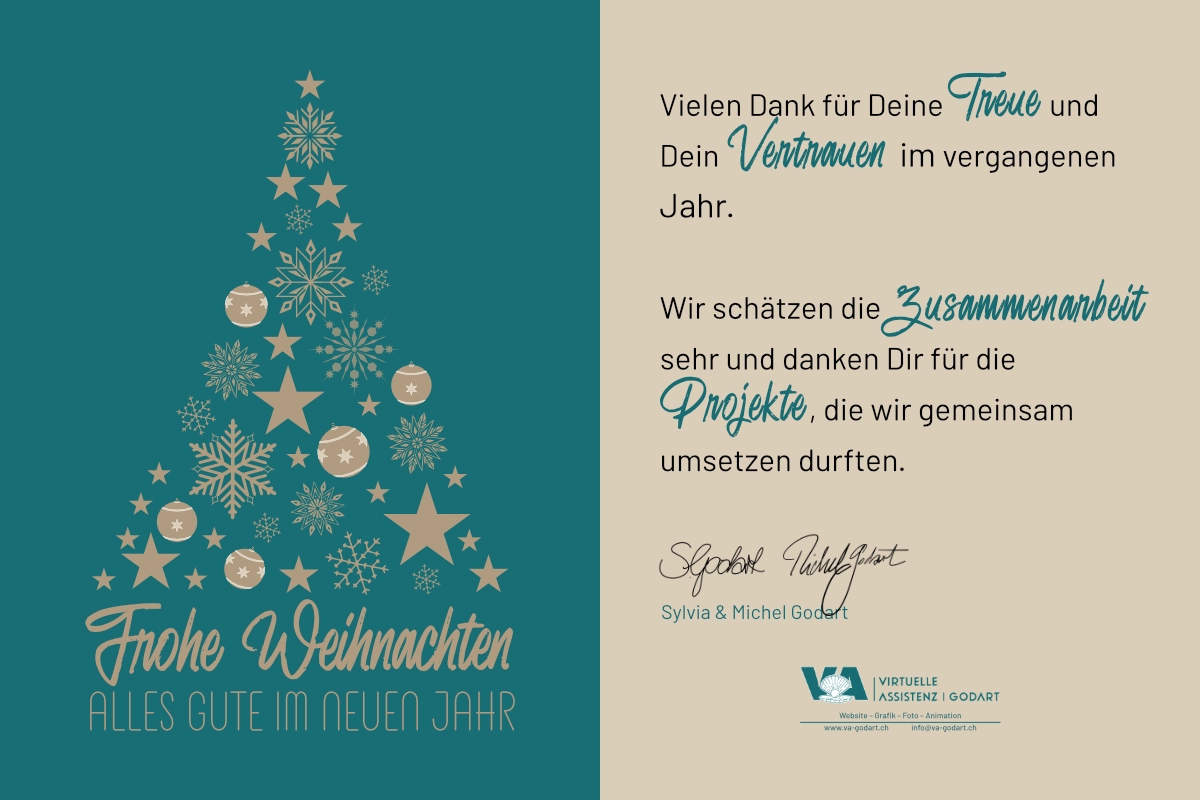 Weihnachtskarte und Neujahrswünsche